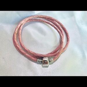 Pink Chamilia Triple Wrap Leather Snap Bracelet.